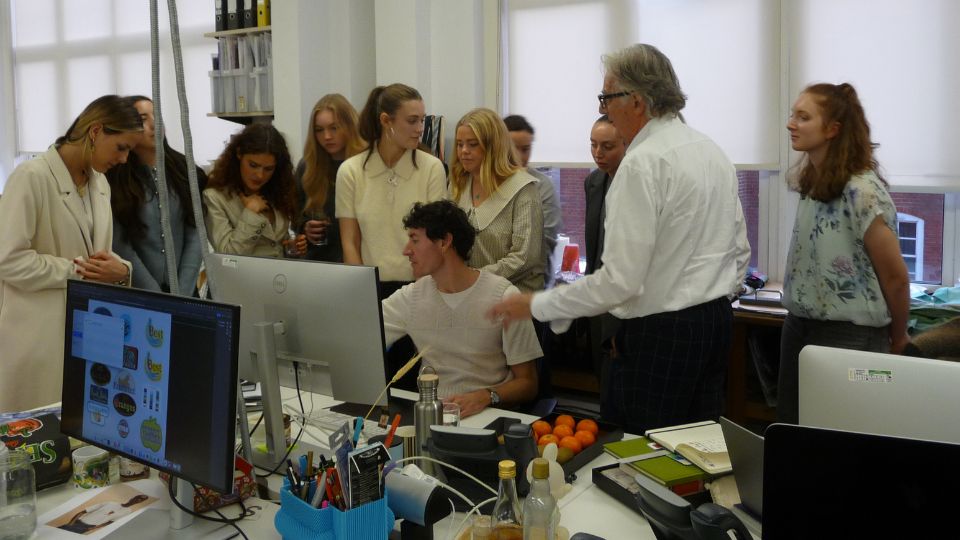 Paul Smith introducing students to members of his team in the HQ